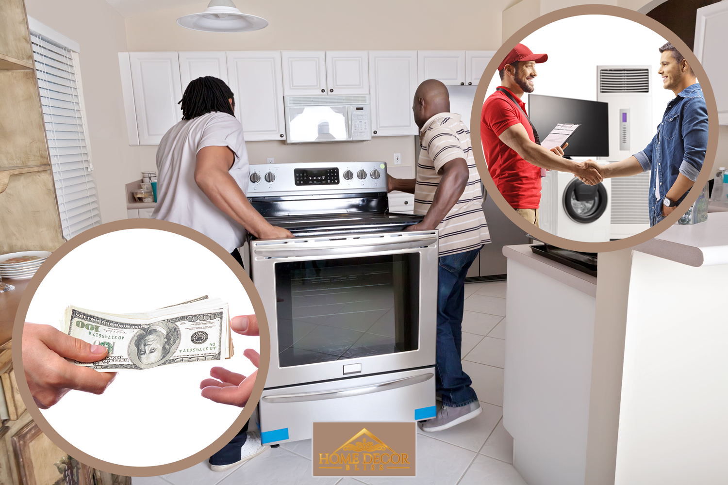 Two delivery men installing an oven - Should You Tip Appliance Delivery And Installation