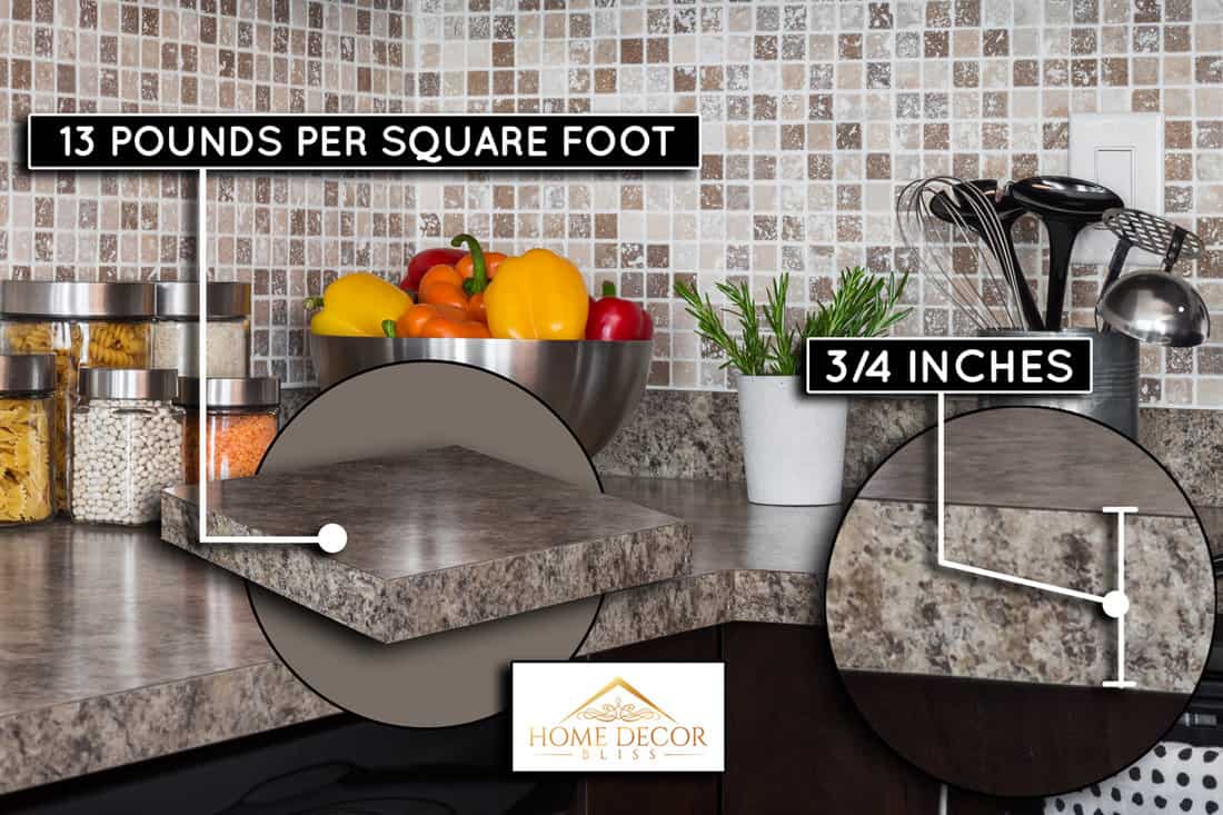 Food ingredients and herbs on granite kitchen countertop, How Much Does Granite Weigh? [Countertops Explored]