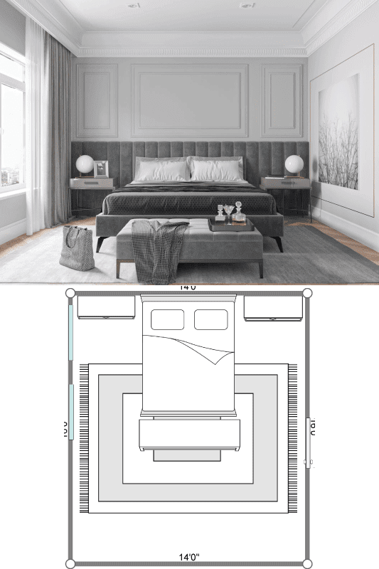 Modern Luxury Bedroom Interior in gray theme