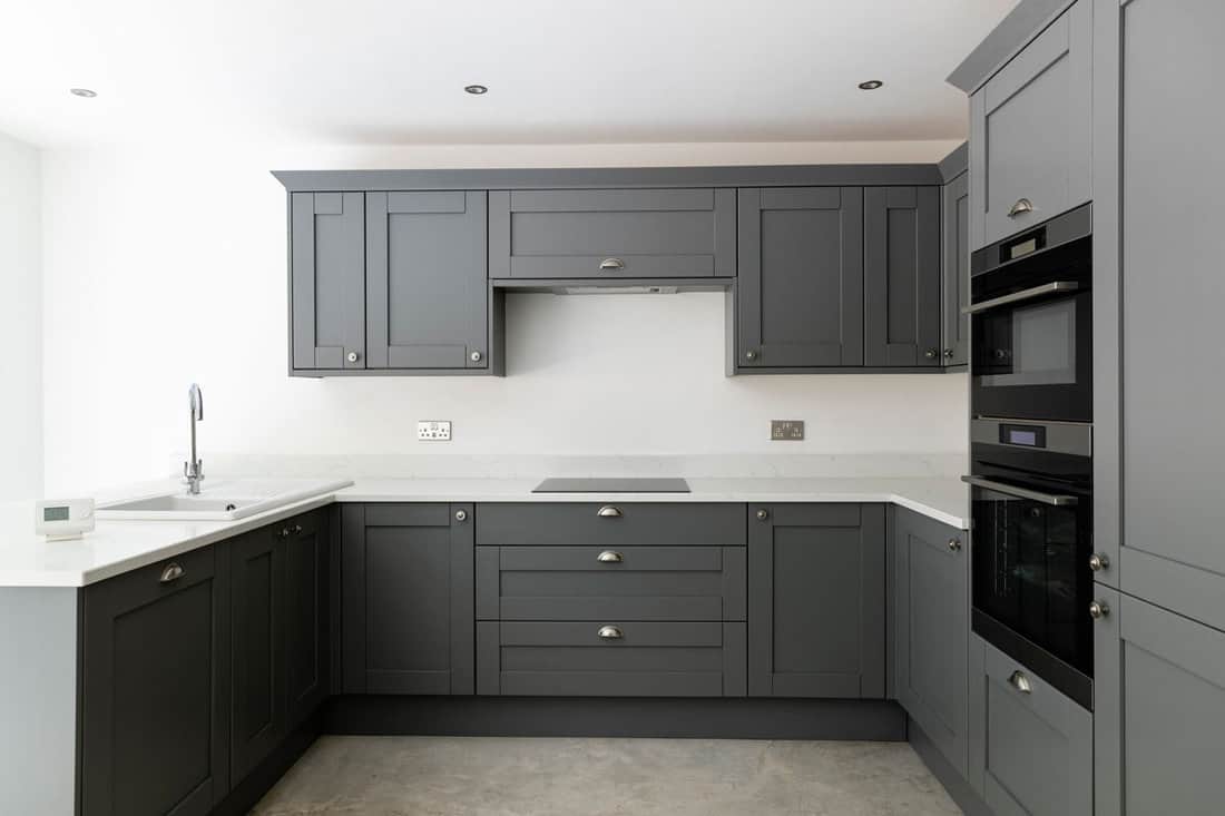 A newly built kitchen in a new home in Northumberland, It is modern and is has a luxury style