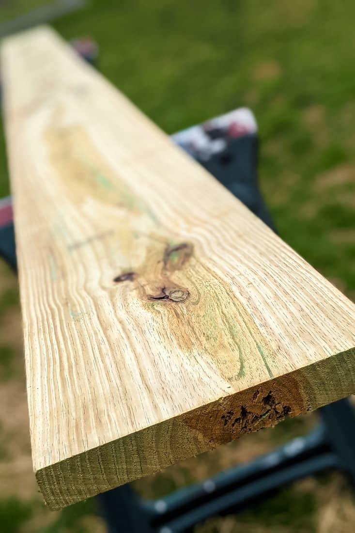 An up close photo of a decking board