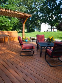 Backyard deck and pergola landscaping, How To Keep Wasps Away From A Wooden Deck