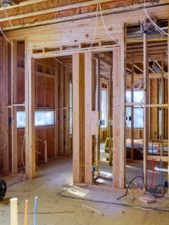 Construction home interior inside a framing on residential beam framework wooden new house - How Far Apart Should Wall Studs Be ?