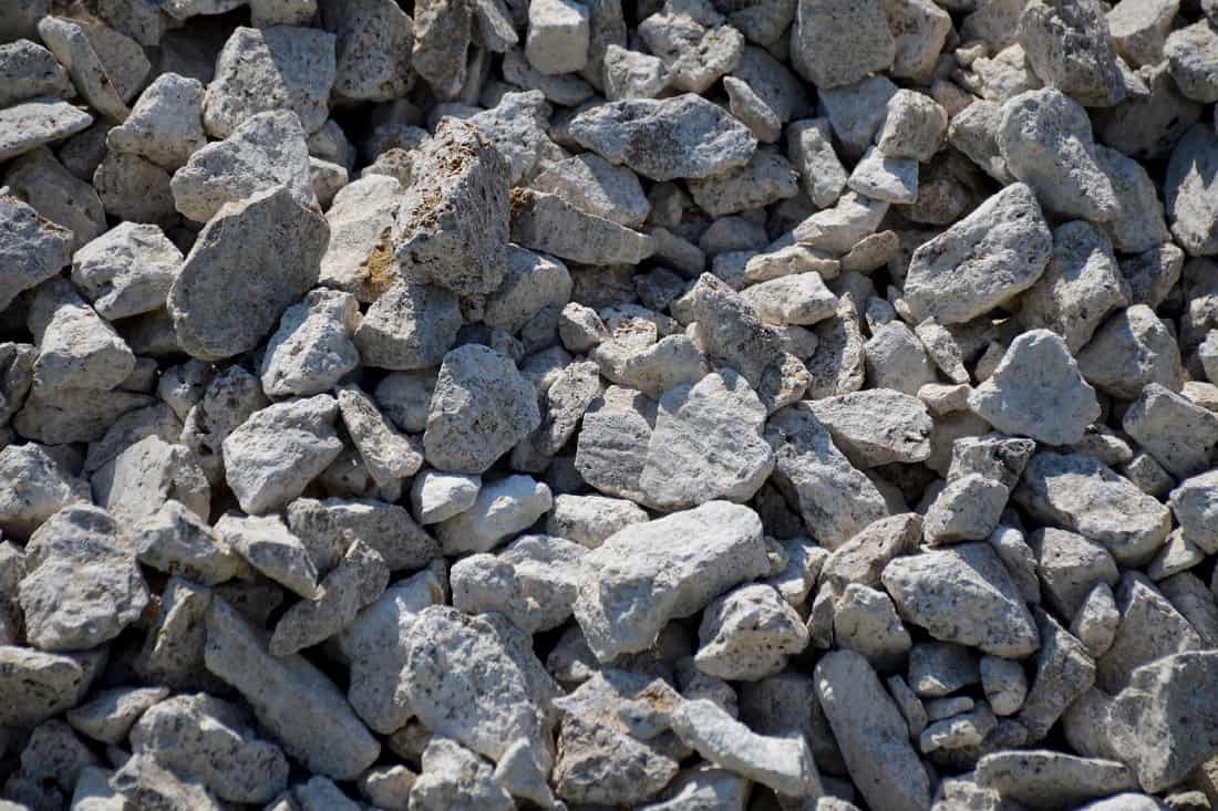 Crushed stone for road building material gravel