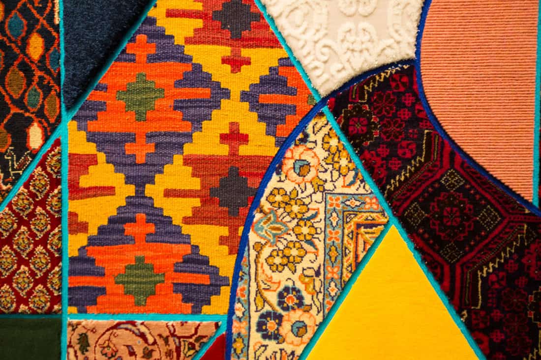 Detail patchwork colorful carpet quilt