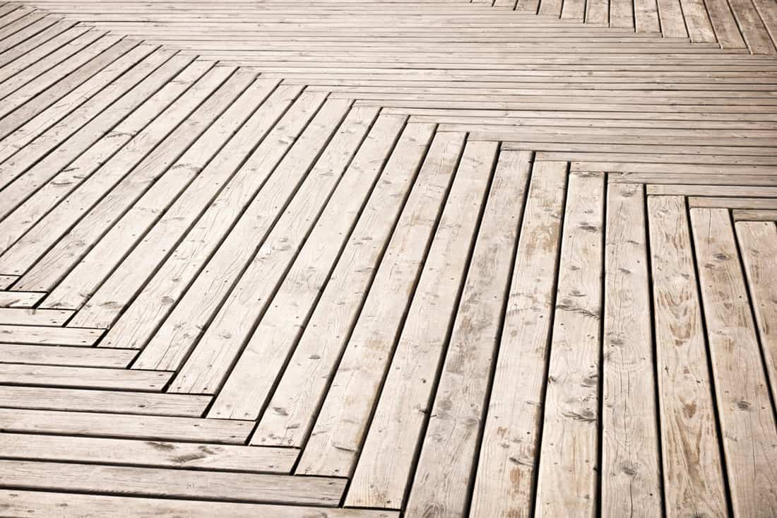 Diagonal patterned wooden deck