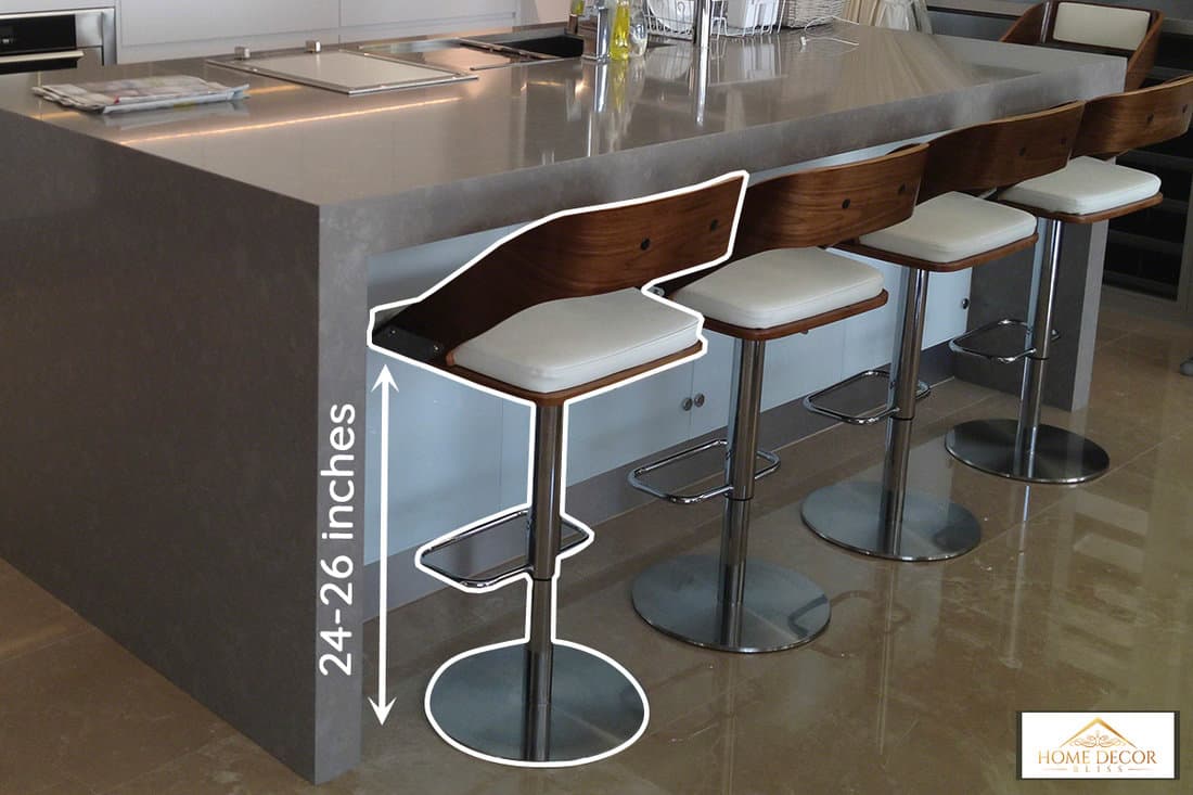 Modern luxury kitchen with countertop and counter stools, How High Should Counter Stools Be?