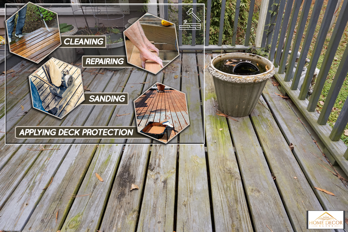 Old rusty wooden deck of a house, How To Repair And Smooth A Splintered Wood Deck