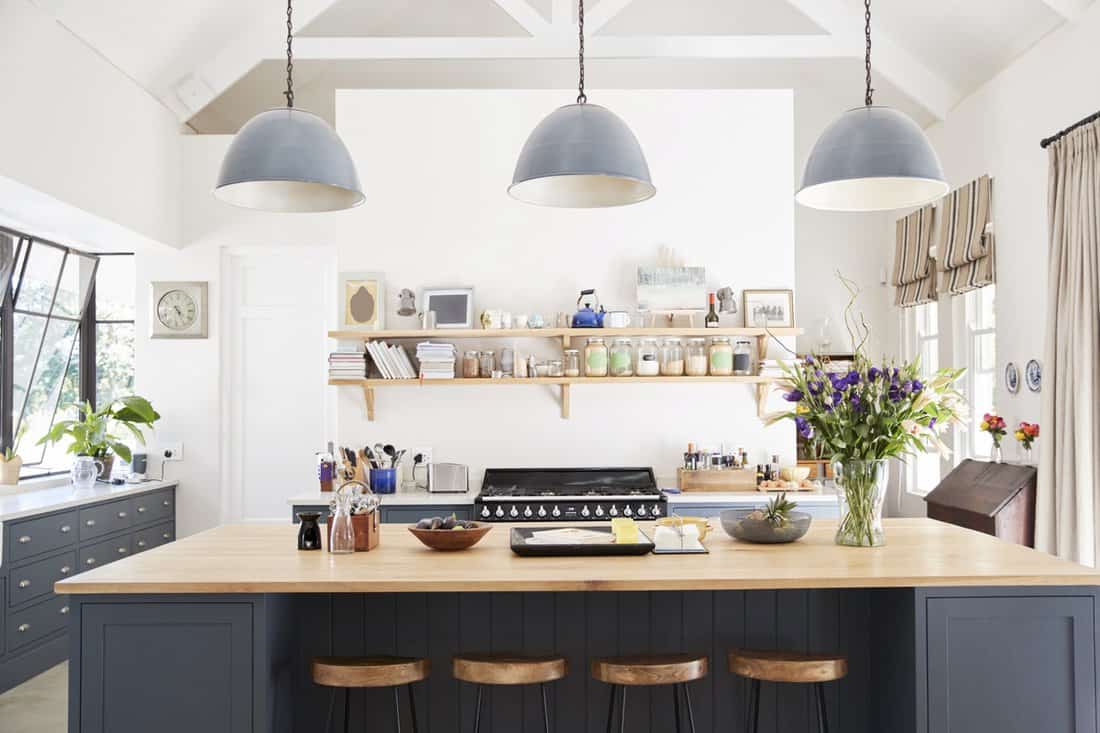 How Wide Should Kitchen Island Pendants Be - Large family kitchen in period conversion house
