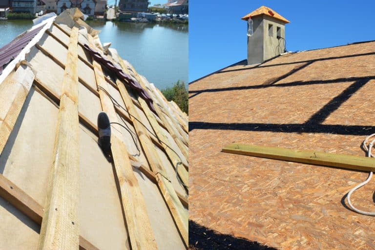 Images of an incomplete roofing construction, Roof Decking Vs Sheathing: What Are The Differences?
