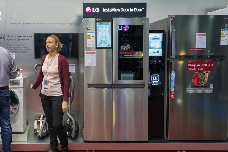 An LG refrigerator displayed at the largest electronics trade show in KyivExpoPlaza, How To Change The Air Filter In An LG Refrigerator