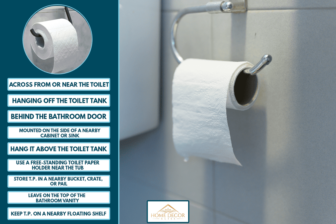 Roll Bathroom tissue or toilet paper in selective focus - Where To Put Toilet Paper Holder [9 Great Ideas!]