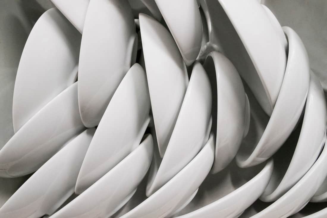 Stacked white ceramic bowls