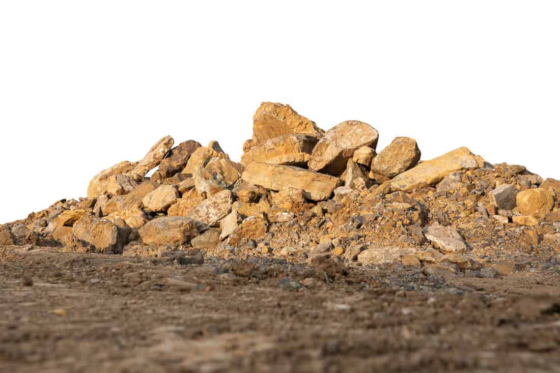 stone pile and ground isolated on white background with clipping path