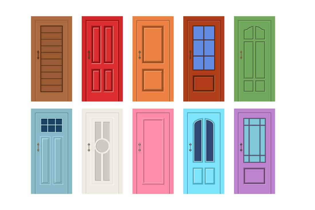 Vector illustration of a wooden door flat design concept with different colors and shapes