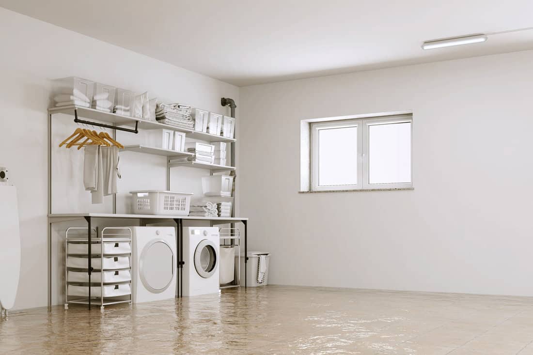 Water rise on the basement with laundry machine