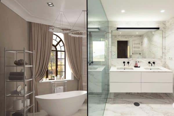 photo of a two bathroom styles collide in one picture, Daylight Vs Soft White For The Bathroom