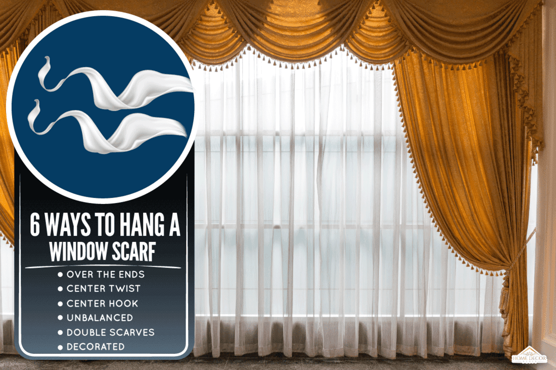 Golden and white see through curtain in luxury style, 6 Ways To Hang A Window Scarf (With Pictures)