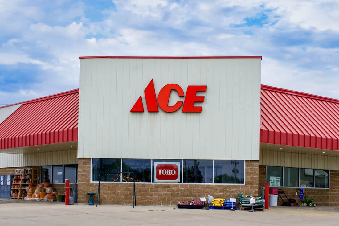 Ace hardware store exterior and sign