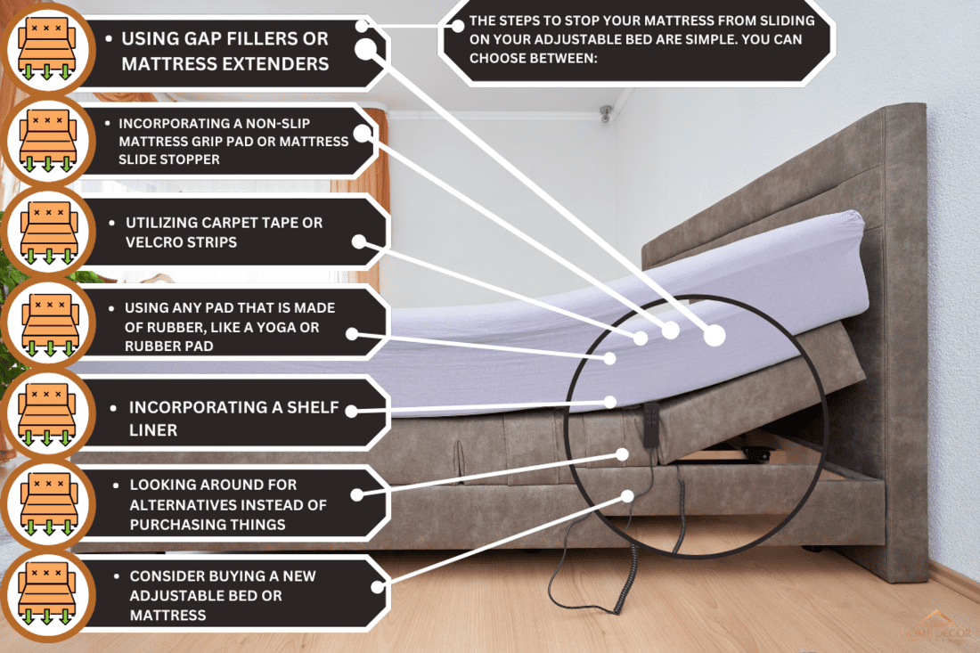 Bed with tilt adjustment mattress bed in the bedroom of the house, comfortable mattress and sleep. - Mattress Sliding On An Adjustable Bed - How To Stop It?