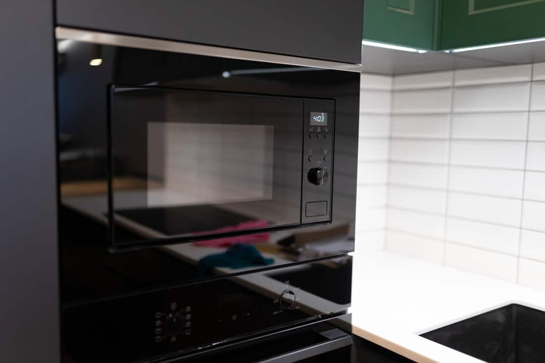 Built-in microwave in modern kitchen