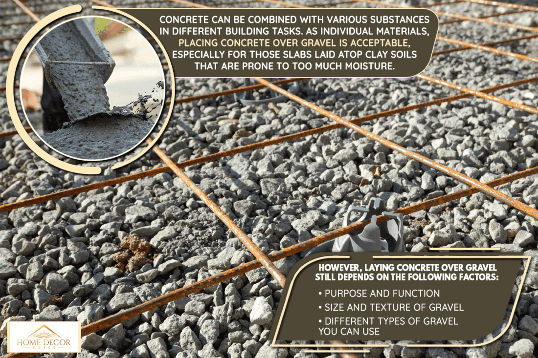 A foundation of a road before pouring concrete, Can You Pour Concrete Over Gravel?
