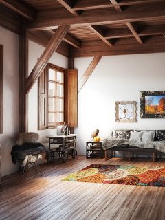 warm, rustic and cozy home interior design with high quality models of stylish furniture and home props. The scene was rendered with photorealistic shaders and lighting in Autodesk® 3ds Max 2016 with V-Ray 3.6 with some post-production added., 11 Paint Colors That Go With Pine Wood Trim Or Floors