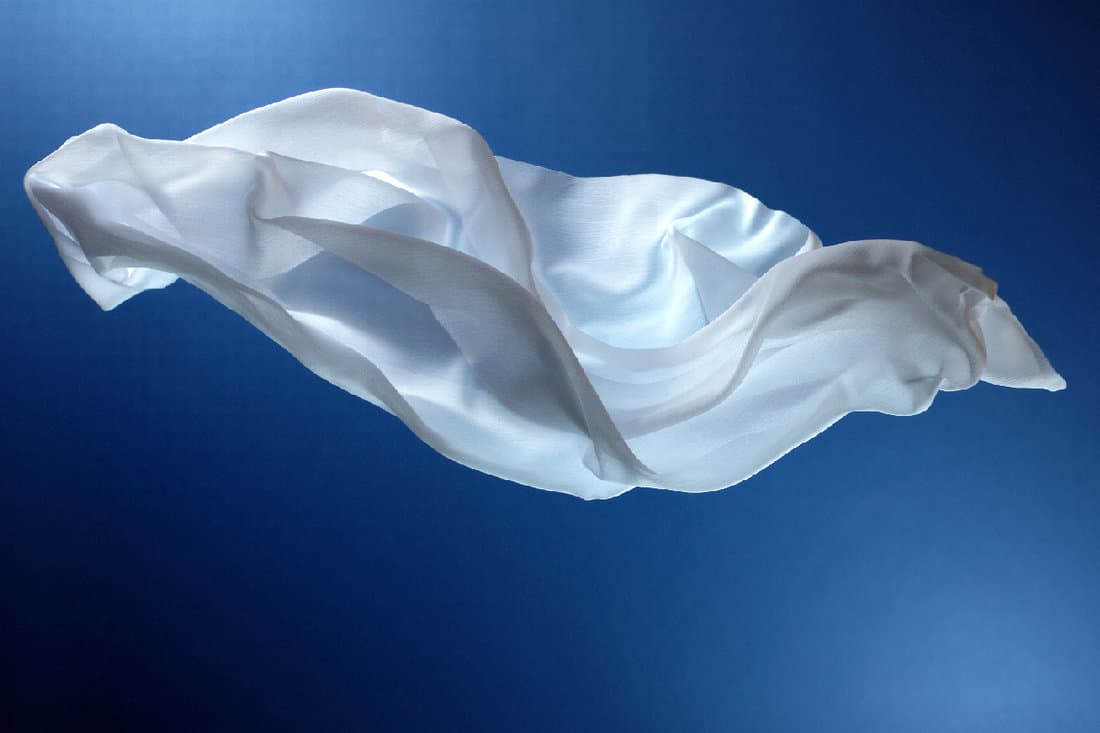 Flying white silk