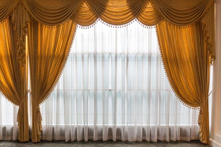 Golden and white see through curtain in luxury style, 6 Ways To Hang A Window Scarf (With Pictures)