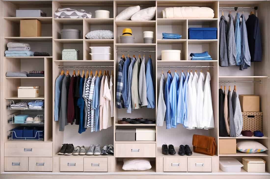 How do you keep clothes fresh in storage - Big wardrobe with male clothes for dressing room