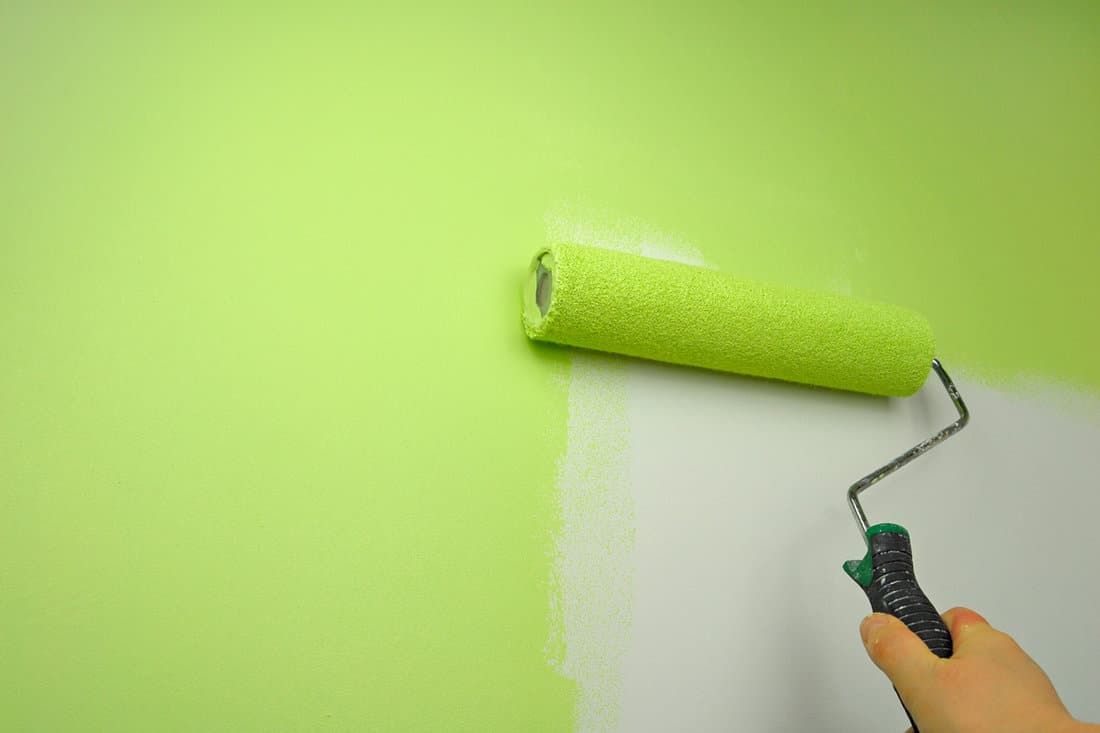 Painting the wall with a green paint