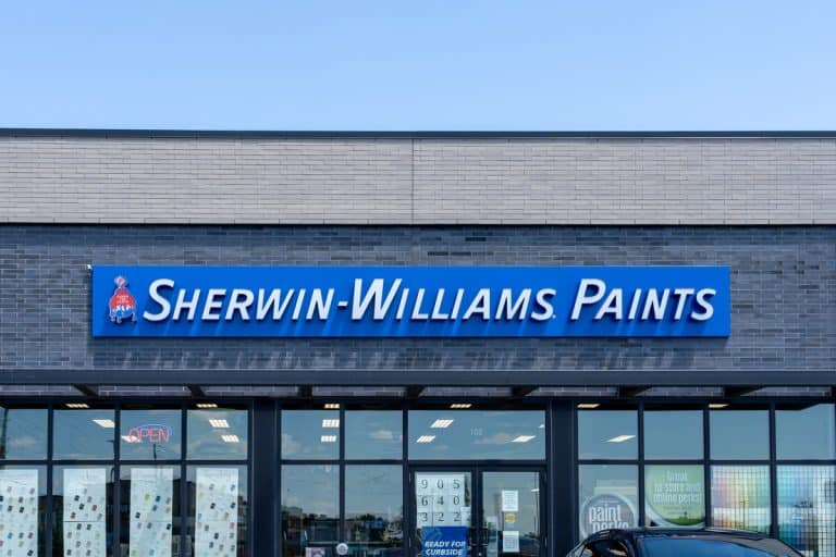 A Sherwin-Williams Paint Store is shown. Sherwin-Williams is an American company that produces paint.