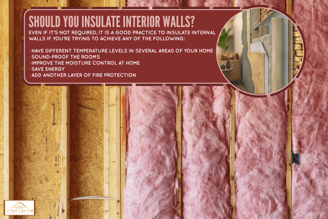photo of a pink-insulation inside the walls of the room, Should You Insulate Interior Walls?