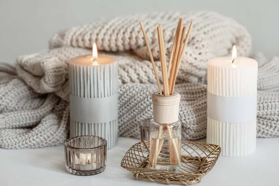 Two white and gray candles for a stunning spa
