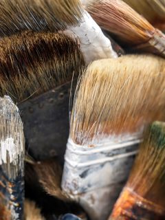 Working set of paint brushes from natural bristles with layering of paint from reusable use, Can You Reuse Paint Supplies? [Inc. Rollers, Brushes, & Trays]