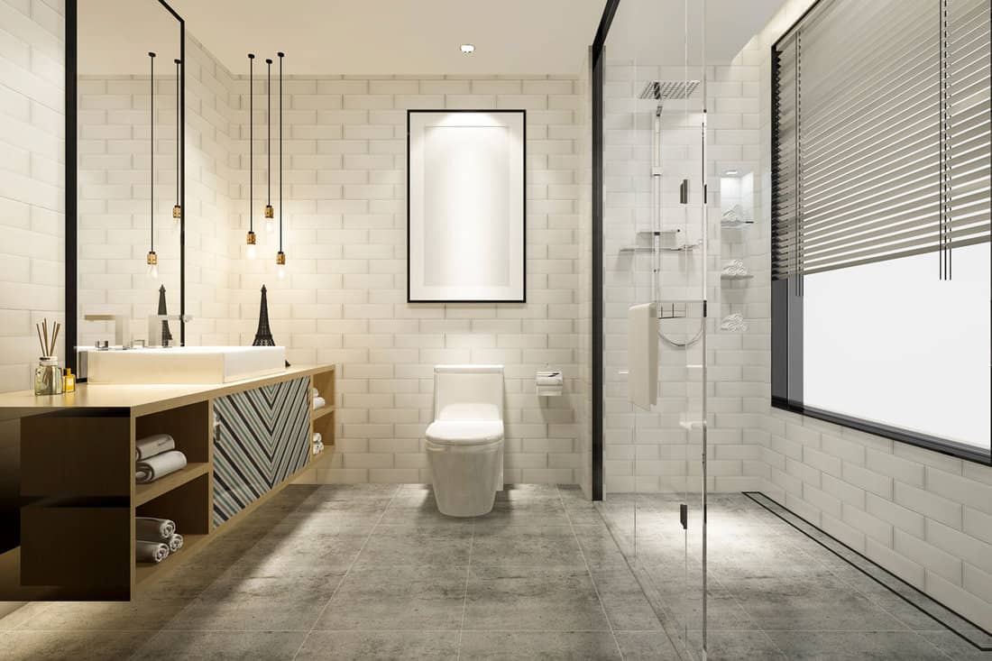 modern bathroom with luxury tile decor