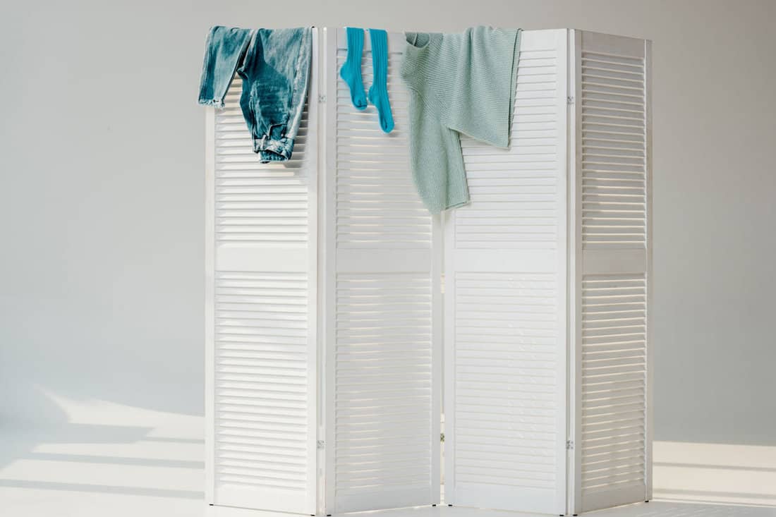 wooden folding white blinds divider