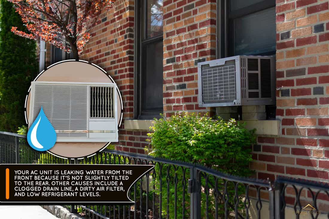 Outdoor Window Air Conditioning Units on an Old Brick New York City Apartment Building during Spring, Why Is My Window AC Leaking Water From The Front? [Most Common Causes]