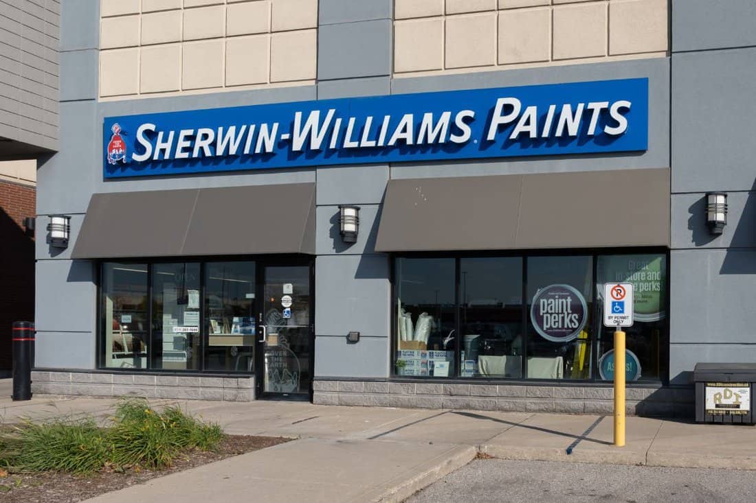 A Sherwin-Williams Paint Store in Toronto. Sherwin-Williams is an American company that produces paint.