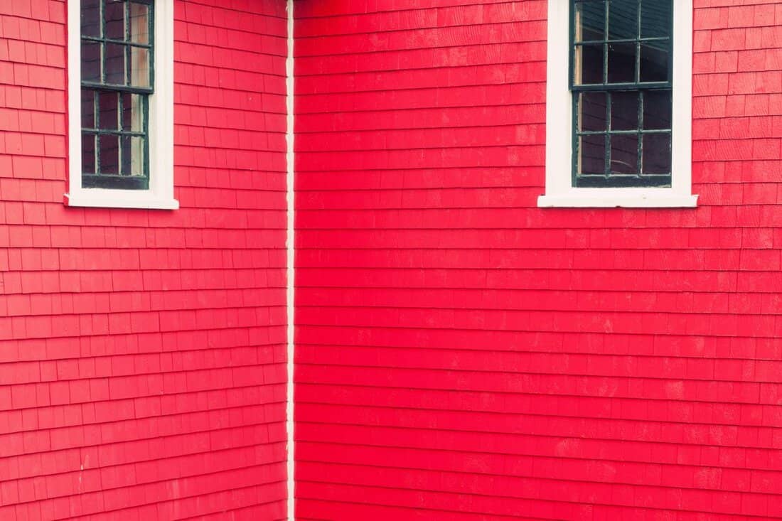 An abstract look at a red barn.