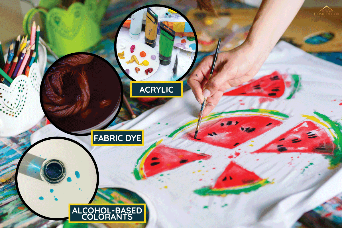 Drawing on clothes. Girl draws on a white T-shirt. How To Seal Acrylic Paint On Fabric To Keep It Permanently