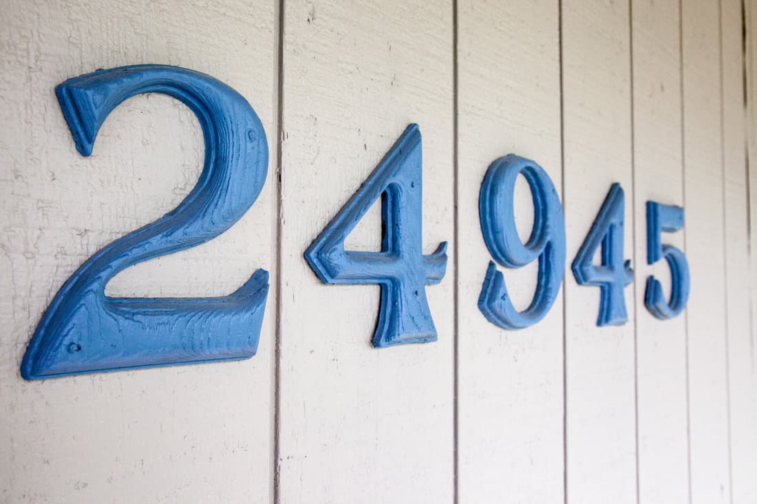 House address numbers attached to residential property