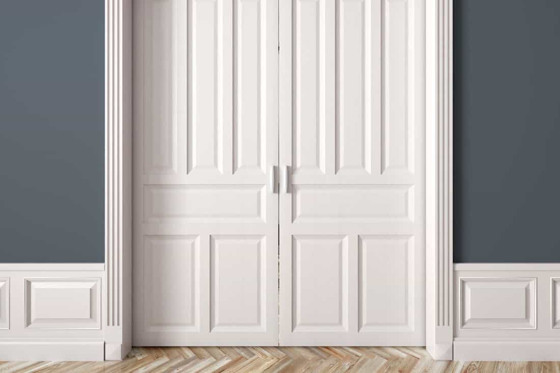 Interior with classic white raised sliding doors