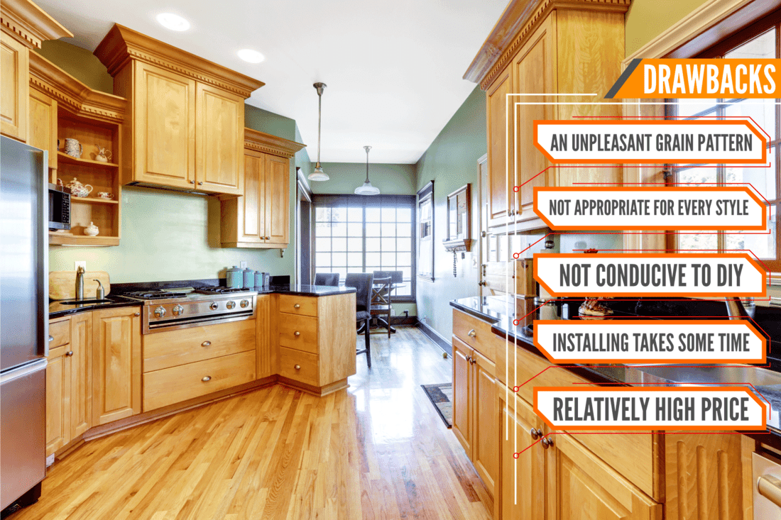 Bright Hickory flooring inside a modern kitchen, Pros & Cons Of Hickory Flooring [Considerations For Homeowners]