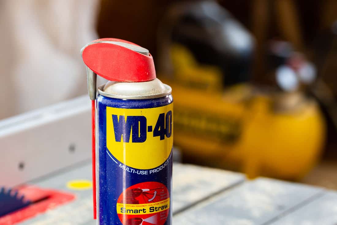 WD-40 lubricant in a small woodworking shop