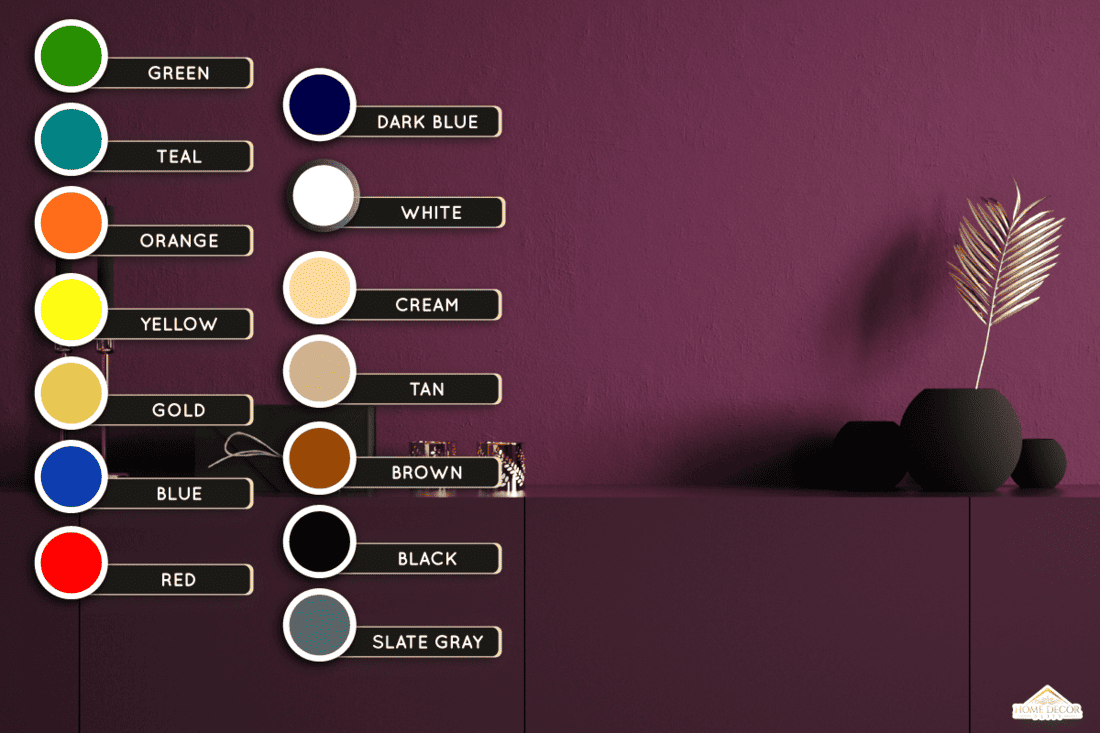 dark plum purple room with furnitures, 14 Colors That Go With Plum Walls For Your Home Decor (With Pictures)!