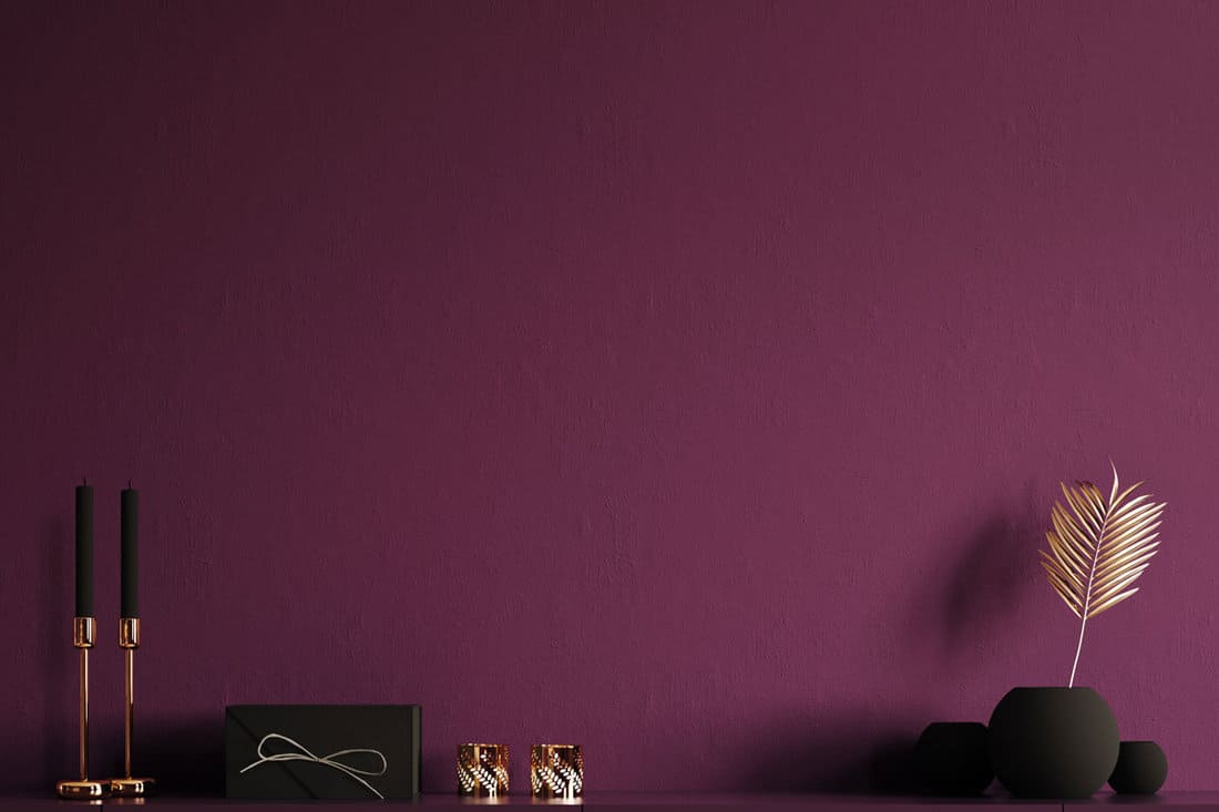 dark plum purple room with furnitures