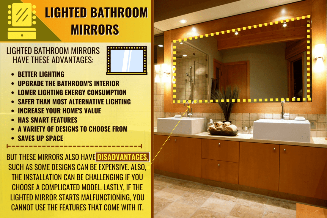 A luxury bathroom estate home shower, Pros And Cons Of Lighted Bathroom Mirrors [Inc. LED]