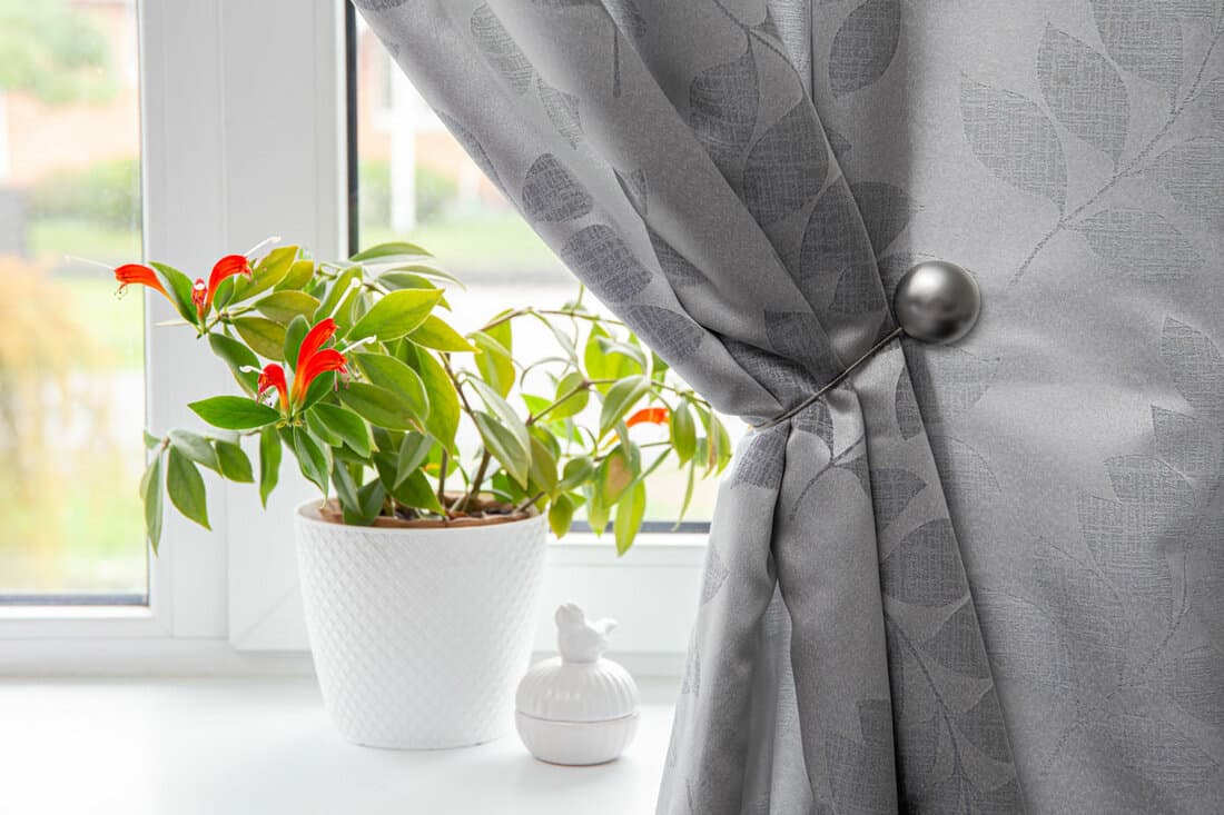 metallic curtains tieback magnet holder in home interior