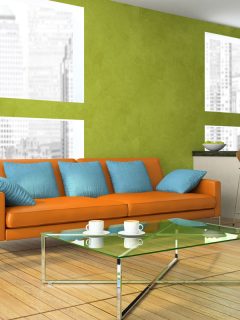 modern living-room in green colour, 11 Colors That Go With Apple Green For Your Home Decor